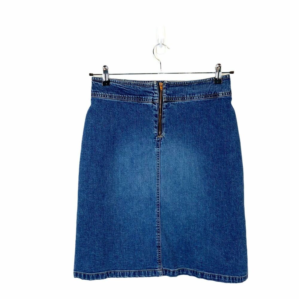 Louie Vintage Y2K Gold Star Denim MIdi Skirt sz 6 - Picture 2 of 12